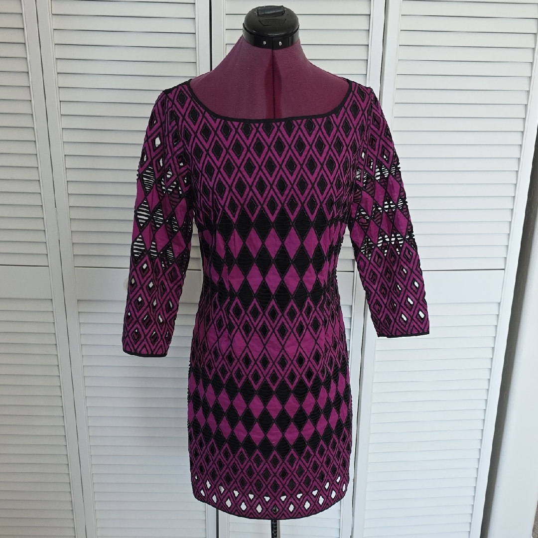 Catherine Malandrino Black And Purple Dress Size 8